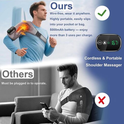 Shoulder Heating Pad with Massage Cordless, Shoulder Massager for Pain Deep Tissue, Heated Shoulder Wrap with Massage in Saudi Arabia