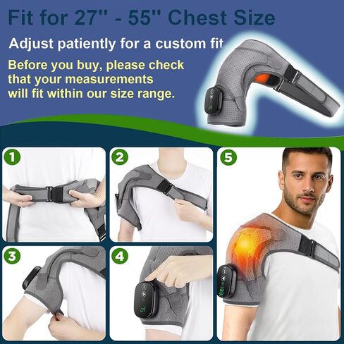 Shoulder Heating Pad with Massage Cordless, Shoulder Massager for Pain Deep Tissue, Heated Shoulder Wrap with Massage in Saudi Arabia