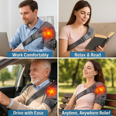 Shoulder Heating Pad with Massage Cordless, Shoulder Massager for Pain Deep Tissue, Heated Shoulder Wrap with Massage in Saudi Arabia