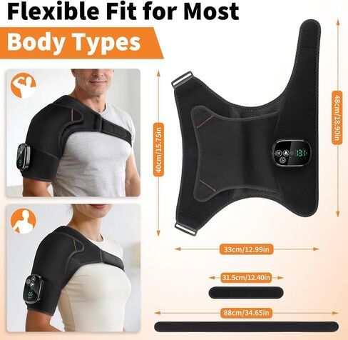 Shoulder Heating Pad with Massage for Pain Relief, Cordless Heated Shoulder Wrap for Rotator Cuff & Frozen Shoulder, Portable Heated Shoulder Massager Pad for Home Travel in Saudi Arabia