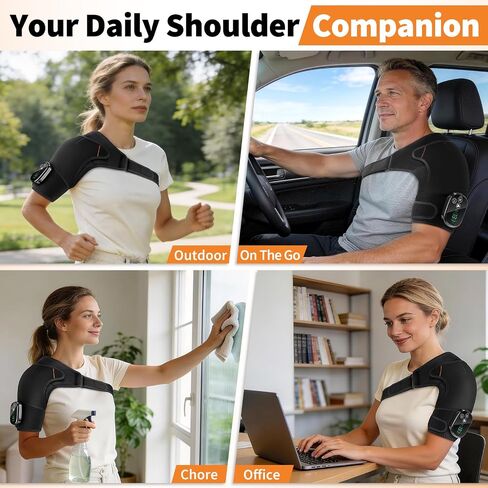 Shoulder Heating Pad with Massage for Pain Relief, Cordless Heated Shoulder Wrap for Rotator Cuff & Frozen Shoulder, Portable Heated Shoulder Massager Pad for Home Travel in Saudi Arabia