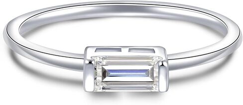 Baguette Moissanite Rings for Women: 925 Sterling Silver Baguette Ring Stackable 0.75CT White Gold-plated Jewelry for Her Anniversary Engagement Gift in Saudi Arabia