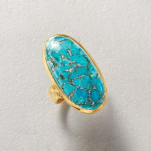Ross-Simons Mohave Turquoise Ring in 18kt Gold Over Sterling in Kuwait