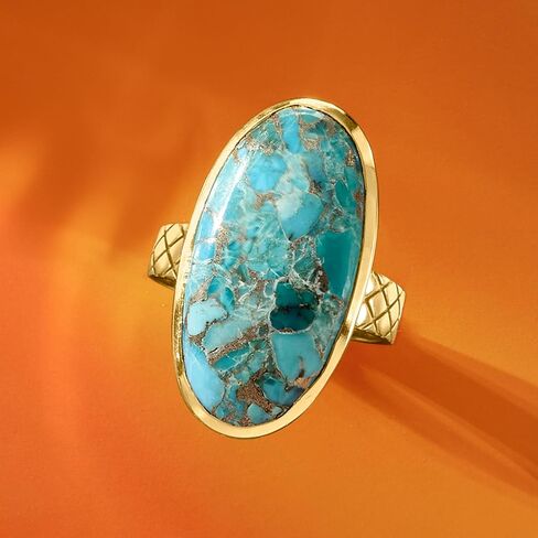 Ross-Simons Mohave Turquoise Ring in 18kt Gold Over Sterling in Kuwait