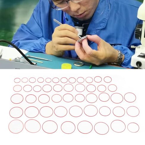 49pcs 0.9mm Height Watch Gaskets Replacement kit, Watch Rubber Washer 16 to 40mm Diameter Red Flexibility Watch Rubber Gasket in Saudi Arabia