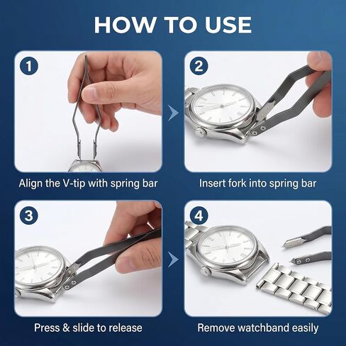 V Shaped Watch Spring Bar Tweezers Silver Aluminum Alloy Watch Band Strap Removal Installation Tool Professional Watch Repair Accessory for Watchmakers DIY Repairers Precision Maintenance Work in Saudi Arabia