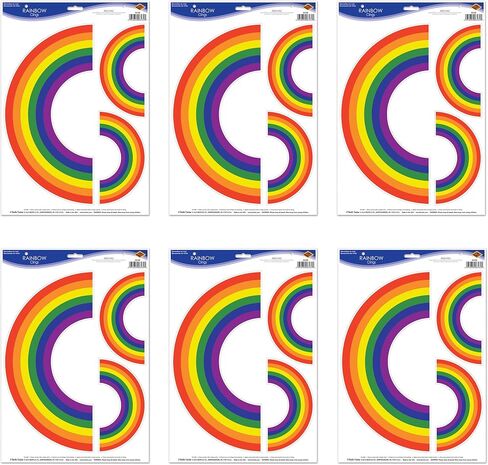 Beistle 52156 3-Piece Rainbow Window Clings-1 Sheet, 12" x 17", Multicolor in Kuwait