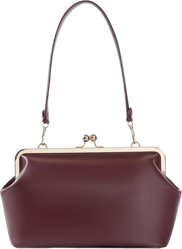 Kiss Lock Purse and Handbag for Women, Large Leather Kisslock Frame Clutch Shoulder Bag Tote in Saudi Arabia