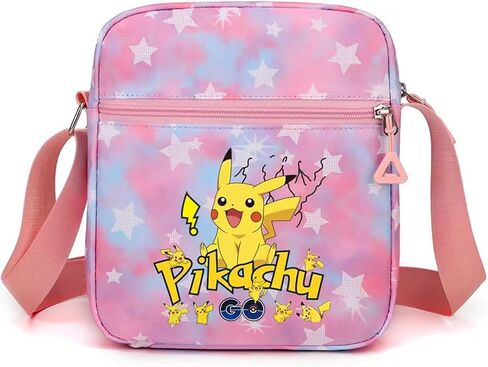 Pokemon Crossbody Bag with Zipper, Cute Shoulder Bag with Adjustable shoulder straps, Anime Merch for Womens Birthday Gifts (Pink) in Saudi Arabia