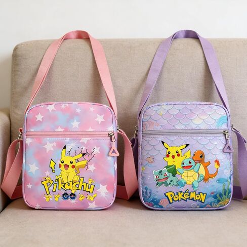 Pokemon Crossbody Bag with Zipper, Cute Shoulder Bag with Adjustable shoulder straps, Anime Merch for Womens Birthday Gifts (Pink) in Saudi Arabia
