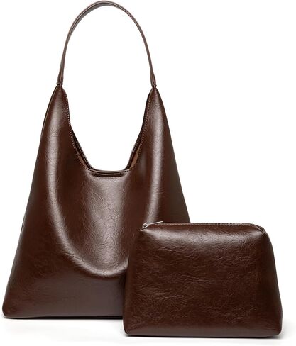 Hobo Tote Bag for Women, Large Capacity Soft Vegan Leather Shoulder Bag with Inner Pouch for Work Casual in Kuwait