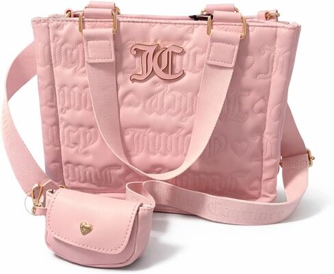 Juicy Couture Women’s Pink League Mini Tote Crossbody Handbag with Logo Embossing & Removable Pouch (Chiffon Pink) in Kuwait