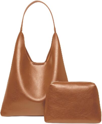 Hobo Tote Bag for Women, Large Capacity Soft Vegan Leather Shoulder Bag with Inner Pouch for Work Casual in Saudi Arabia