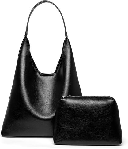 Hobo Tote Bag for Women, Large Capacity Soft Vegan Leather Shoulder Bag with Inner Pouch for Work Casual in Kuwait