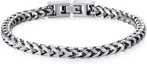 Mens Bracelet - Stainless Steel Fold Over Clasp Franco Chain Bracelets for Men in Kuwait
