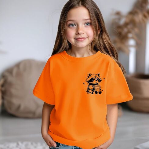 Pairxily Cute But Feral Shirt for Girls Kids Funny Raccoon Graphic Tees Toddler Printed Cotton Summer Short Sleeve Tops in Kuwait