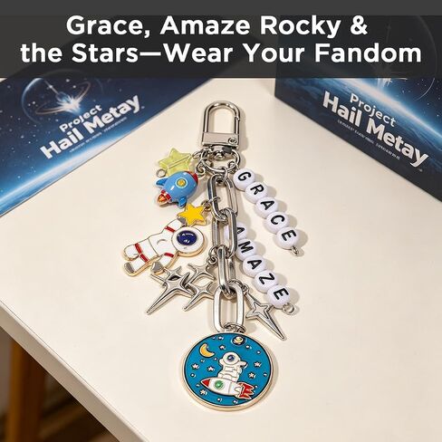 AICase for Project Hail Mary Merch Keychain with Astronaut, Rocket and Star Charms,Multicolor Enamel Rocky Grace Amaze Shirt Hat Outfit Poster Sticker Plush Merchandise Gifts for Fans Bag Birthday in Kuwait
