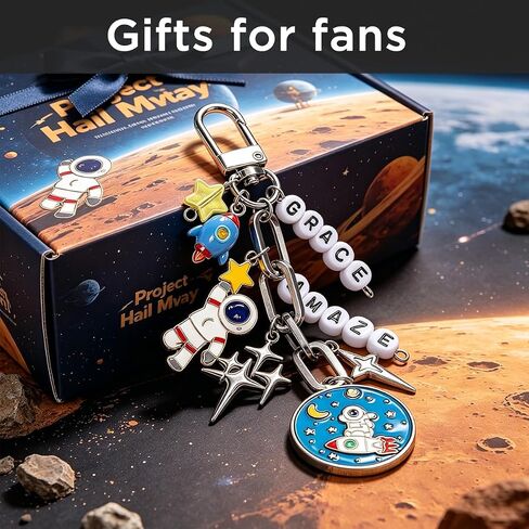 AICase for Project Hail Mary Merch Keychain with Astronaut, Rocket and Star Charms,Multicolor Enamel Rocky Grace Amaze Shirt Hat Outfit Poster Sticker Plush Merchandise Gifts for Fans Bag Birthday in Kuwait