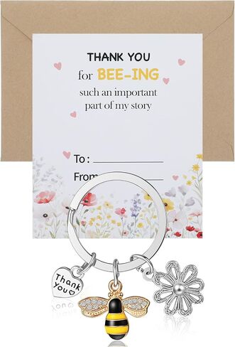 Bee Keychain Gifts for Women, Cute Key Chain with Thank You Card and Envelope, Teacher Appreciation End of Year Graduation Gifts Keyring for Mentor in Kuwait