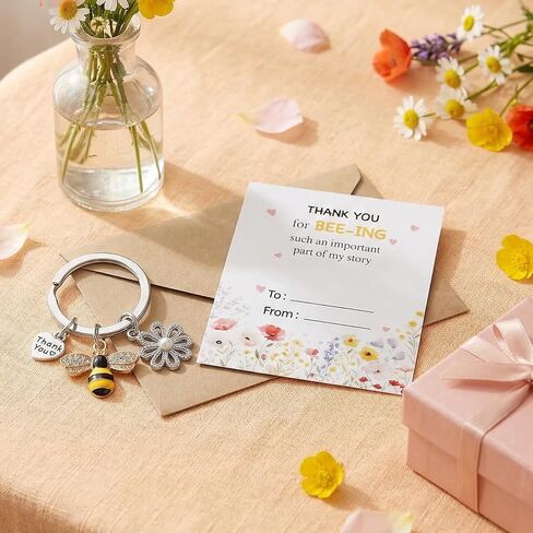 Bee Keychain Gifts for Women, Cute Key Chain with Thank You Card and Envelope, Teacher Appreciation End of Year Graduation Gifts Keyring for Mentor in Kuwait