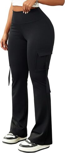 Avanova Women Cargo Flare Yoga Pants with Pockets High Waisted Bootcut Leggings Workout Pants in Kuwait