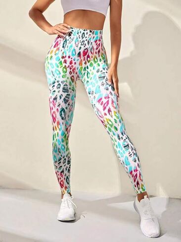 Womens High Waist Tie Dye Seamless Leggings Compression Yoga Pants for Gym Running and Active Wear in Kuwait