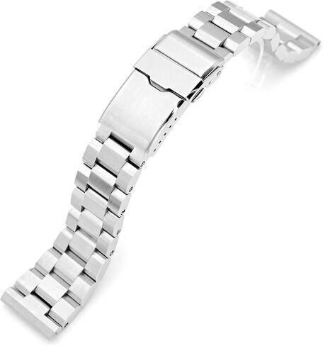 MiLTAT 22mm Hexad Watch Band Straight End Lug, 316L Stainless Steel Brushed Baton Clasp in Kuwait