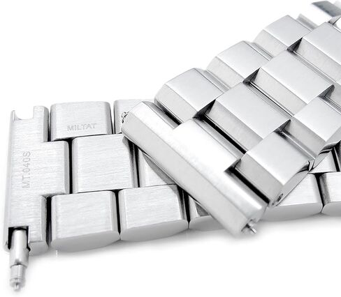 MiLTAT 22mm Hexad Watch Band Straight End Lug, 316L Stainless Steel Brushed Baton Clasp in Kuwait