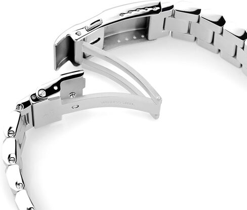 MiLTAT 22mm Hexad Watch Band Straight End Lug, 316L Stainless Steel Brushed Baton Clasp in Kuwait
