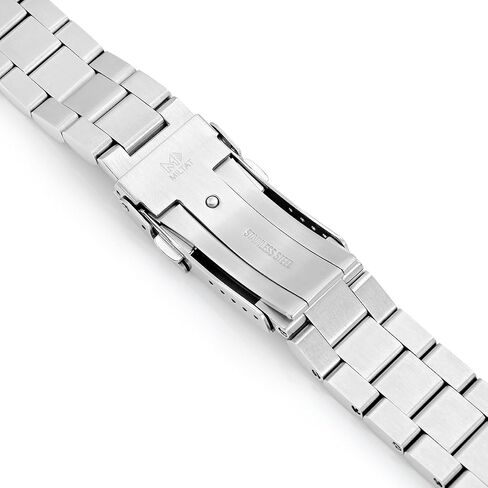 MiLTAT 22mm Hexad Watch Band Straight End Lug, 316L Stainless Steel Brushed Baton Clasp in Kuwait