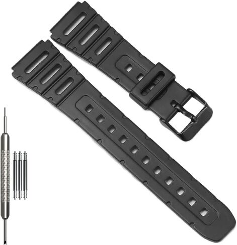CA53 Replacement Watch Band Compatible with Casio CA53W Vintage Series CA-53WF-2B CA-53WF-3B CA53W-1 CA-53 Black Resin Strap Watch Accessories in Kuwait