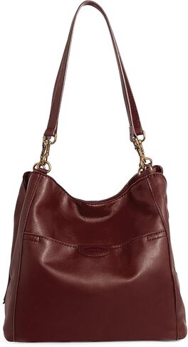 American Leather Co. Austin Triple-Entry Bucket Bag, Cordovan Brown, Hobo Shoulder Bag for Women with Center Zip, Slip Pockets & Removable Shoulder Strap, Functional & Fashionable Handbags for Women in Saudi Arabia
