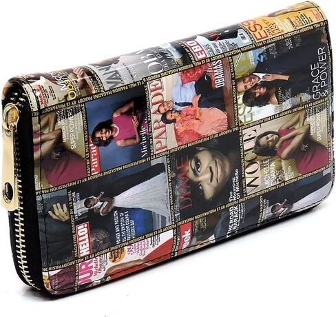 Magazine Cover Collage Michelle Obama Printed Square Hobo bag + Crossbody purse + Wallet 3pcs Set (Multi) in Saudi Arabia
