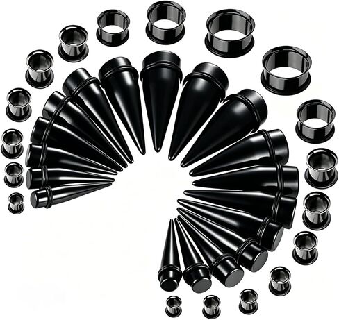 24-36 Pcs Ear Stretching Kit 00G-25mm Gauges for Ears with O-Rings Ear Gauge Stretching Kit Ear Expander Body Piercing Jewelry for Women Men in Kuwait