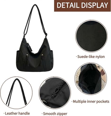 حقائب كروس من النايلون للنساء حقيبة حمل هلالية مترهل خفيفة الوزن حقيبة كتف عادية هوبو زلابية حقيبة سفر بحمالة in Kuwait