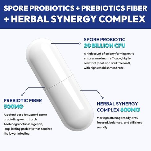 100% Spore Probiotic, 20 Billion CFU Spore Based Probiotics for Women & Men, No Refrigeration & Vegan, 90 Capsules in Saudi Arabia