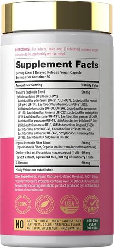 Carlyle Women's 30 Billion CFU Probiotic | Supported by 22 Strains Plus Cranberry | 30 Capsules | Supports Healthy Vaginal ph and Yeast Balance | Vegan, Non-GMO and Gluten Free | for Her in Kuwait