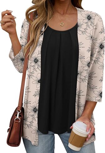 ONLYSHE Womens Tops Lightweight Tunic Shirts 3/4 Sleeve Blouse Cute Flowy Shirts Dressy Casual for Spring Summer Fall S-3XL in Saudi Arabia