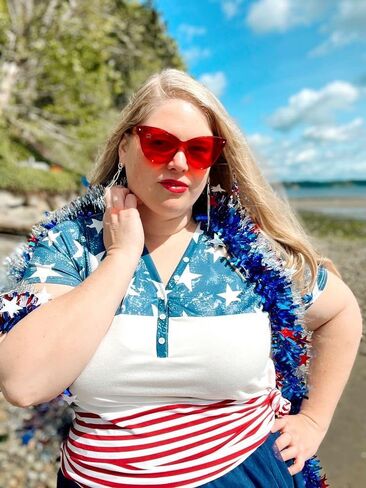 RITERA Womens Plus Size Tops 4Th of July T-Shirt Short Sleeve Independence Day Tees XL-5XL in Kuwait