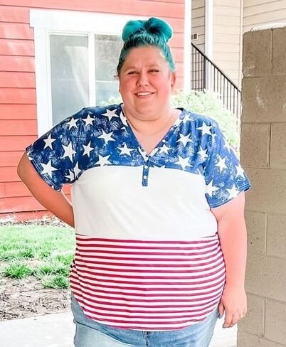 RITERA Womens Plus Size Tops 4Th of July T-Shirt Short Sleeve Independence Day Tees XL-5XL in Kuwait