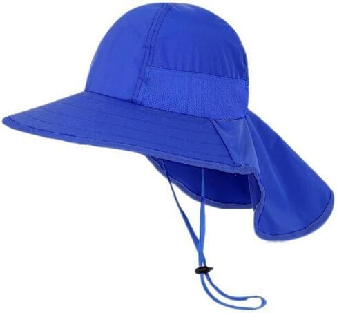 Kids Toddlers Sun-Hat UPF50+ Wide-Brim Sun-Protection Bucket-Hat with Neck Flap for Girl Boys 5-10 Y in Saudi Arabia