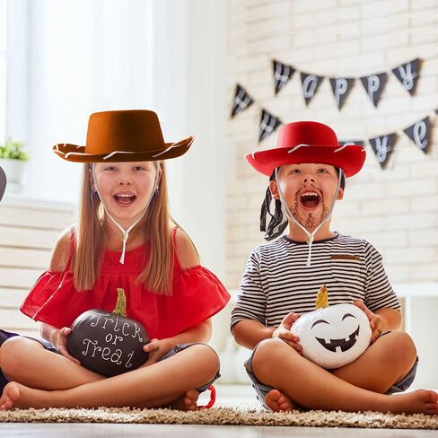 20 Pcs Child Cowboy Hat Felt Western Cowgirl Hat with Neck Drawstring for Kids Cowboy Costume Accessory in Kuwait