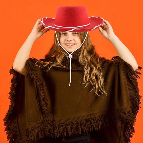 20 Pcs Child Cowboy Hat Felt Western Cowgirl Hat with Neck Drawstring for Kids Cowboy Costume Accessory in Kuwait