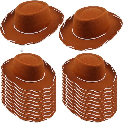 20 Pcs Child Cowboy Hat Felt Western Cowgirl Hat with Neck Drawstring for Kids Cowboy Costume Accessory in Kuwait