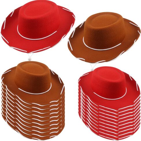 20 Pcs Child Cowboy Hat Felt Western Cowgirl Hat with Neck Drawstring for Kids Cowboy Costume Accessory in Kuwait
