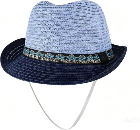 Kids Western Panama Fedora Straw Sun Hat 4-8 Yrs Boys Girls Vintage Boho Trilby Jazz Derby Beach Cap Short Brim Cowboy Hat in Kuwait