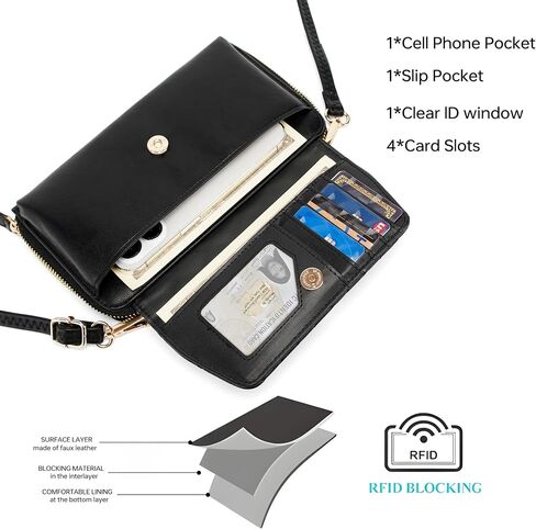 محافظ السوار الصغيرة Rfid Crossbody مخلب محفظة جلدية نباتية حقيبة يد عصرية للنساء مع فتحات للبطاقات in Kuwait