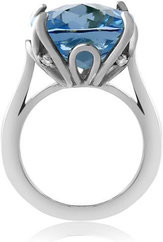 Gem Stone King 9.18 Cttw Customized and Personalized 14MM Cushion Cut Gemstone Birthstone Name Engraved Ring For Women | 925 Sterling Silver | Wedding Engagement Anniversary Promise Ring in Kuwait