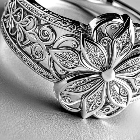 Floral Filigree Ring For Women, Chunky Vintage Classic Engraved Hollow Carved Band Flower Statement Rings Promise Wedding Gift Jewelry in Saudi Arabia