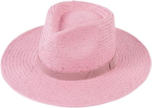 Vintage Straw Fedora Hat for Women Ladies Summer UPF Wide Brim Panama Sombrero Beach Travel in Saudi Arabia